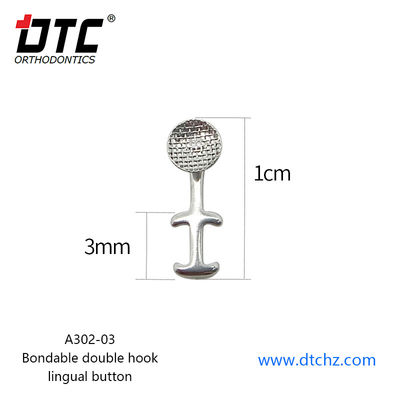 Orthodontic Dental Stainless Steel Bondable Double Hook Lingual Button CE Certified