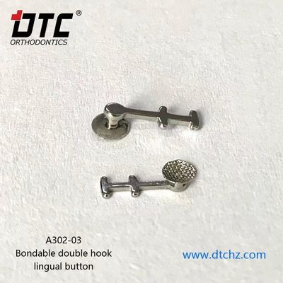 Orthodontic Dental Stainless Steel Bondable Double Hook Lingual Button CE Certified