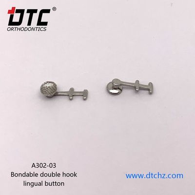 Orthodontic Dental Stainless Steel Bondable Double Hook Lingual Button CE Certified