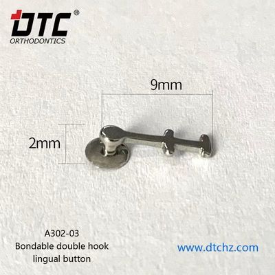 Orthodontic Dental Stainless Steel Bondable Double Hook Lingual Button CE Certified